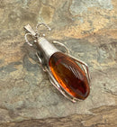 Sterling & Baltic Amber Insect Pendant