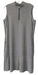 TAIL Navy White Striped Mock Zip Neck S/L Athletic Dress