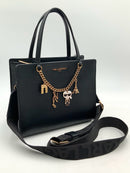 KARL LAGERFELD Black Snap Closure w/Faux Pearl Embell Collar Coat