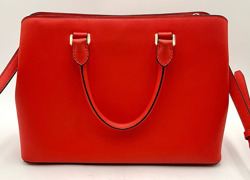 MICHAEL KORS Poppy Red Saffiano Leather Top Handle Satchel