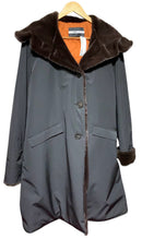 JANE POST Black w/Brown Faux Fur Lining Hooded Coat