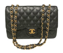 CHANEL Black Quilted Caviar Leather Classic CC Turnlock Flap Bag