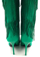 INC Kelly Green Fringed Padded Shyn Pointed Toe Boots 9