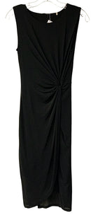 TAHARI Black Knotted Front w/Mesh Overlay S/L Dress