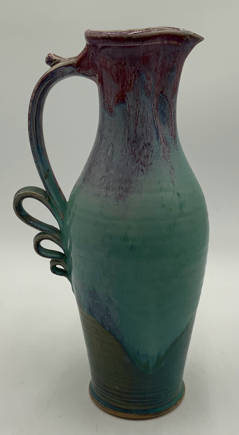 Signed Tall Pottery Pitcher