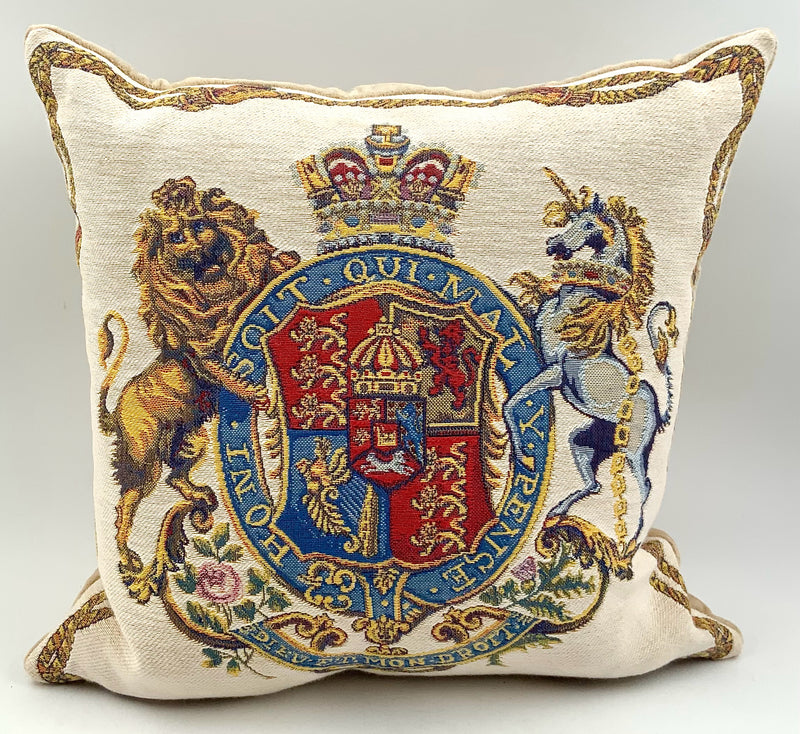 Vintage UK Coat of Arms Throw Pillow