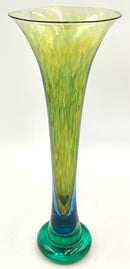 Vintage Young & Constantin Green Art Glass Vase