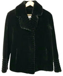 DU MONDE Black Faux Fur Ribbed Jacket