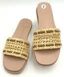 DOLCE VITA Natural/Bronze Raffia "Gwen" Slide Sandals 8