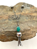 Sterling Necklace w/Turquoise Squash Blossom Pendant