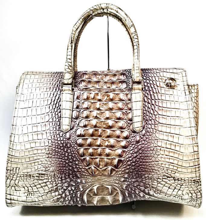 BRAHMIN Espresso Ombre Melbourne Embossed Lea Finley Carryall Bag AS IS