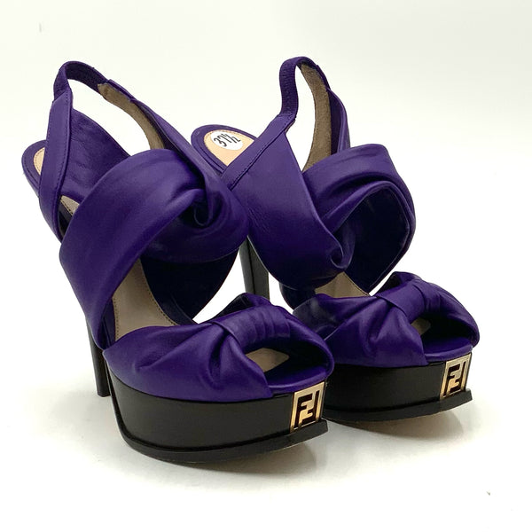 サンダル・ミュール Fendi Fendi Ffold Dark Purple Sandal Fendi FFold Precious skin Purple | Fendi