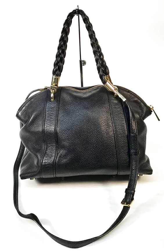 MICHAEL KORS Black Pebbled Leather Braided Strap Naomi Satchel