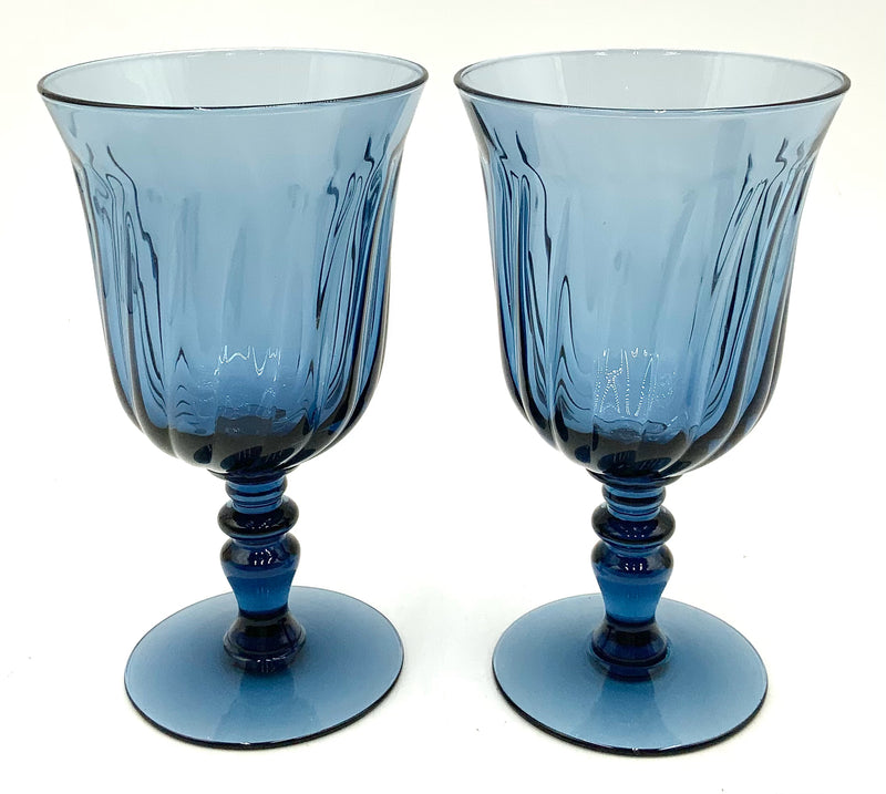 Set/8 Gorham Gentry Blue Wine Goblets