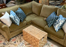Small Olive Velveteen Sectional