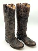 FRYE Brown Distressed Leather Tall Melissa Button Boots 9