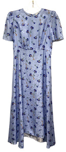 L.K. BENNETT Blue Cornflower Bell Sleeve Silk Midi Dress