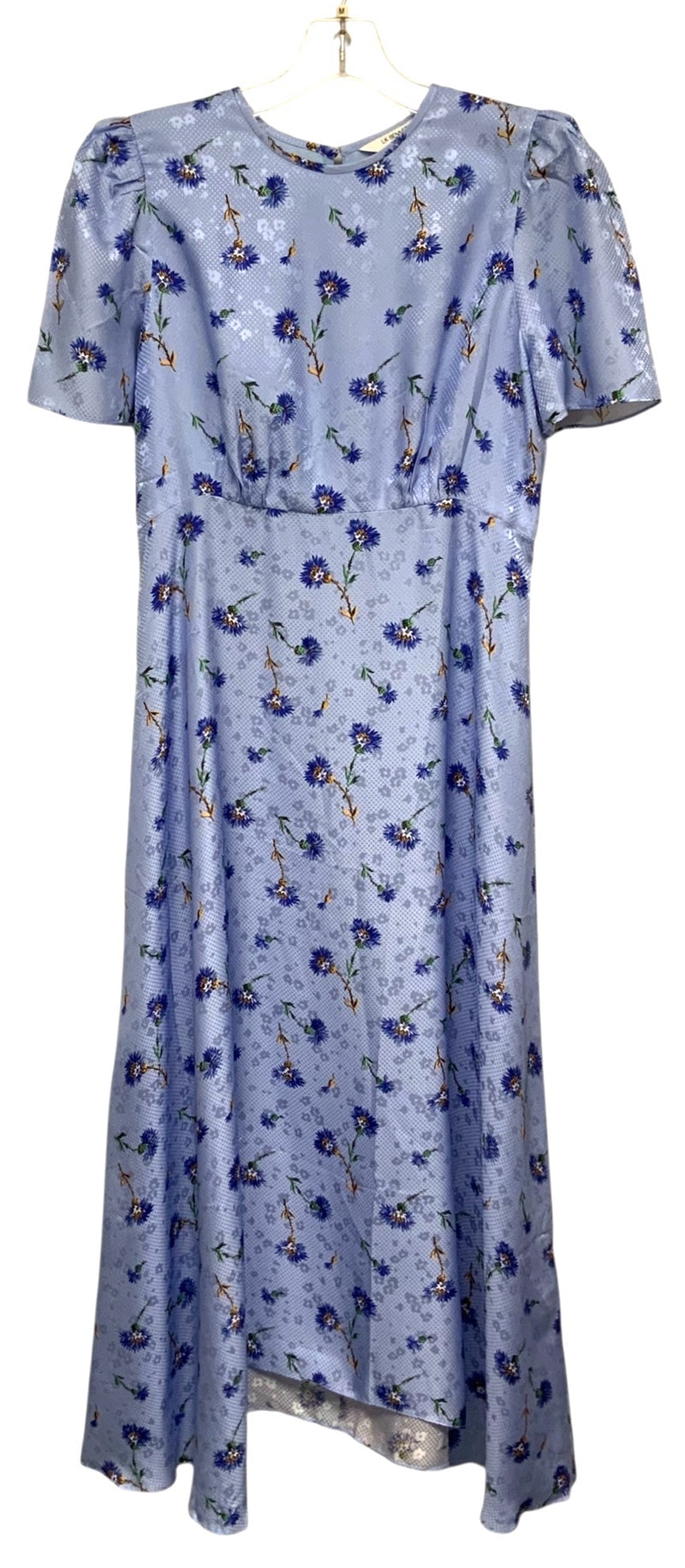 L.K. BENNETT Blue Cornflower Bell Sleeve Silk Midi Dress