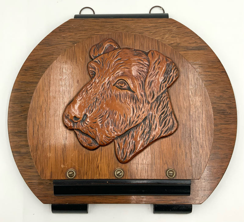 Vintage Wood Letter Holder with Dog Motif