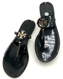TORY BURCH Black Jelly Gold Logo Mini Miller Thong Sandals 11