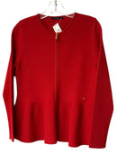 CAROLINA HERRERA CH Red Knit Peplum Zip Jacket & Straight Skirt, 2pcs