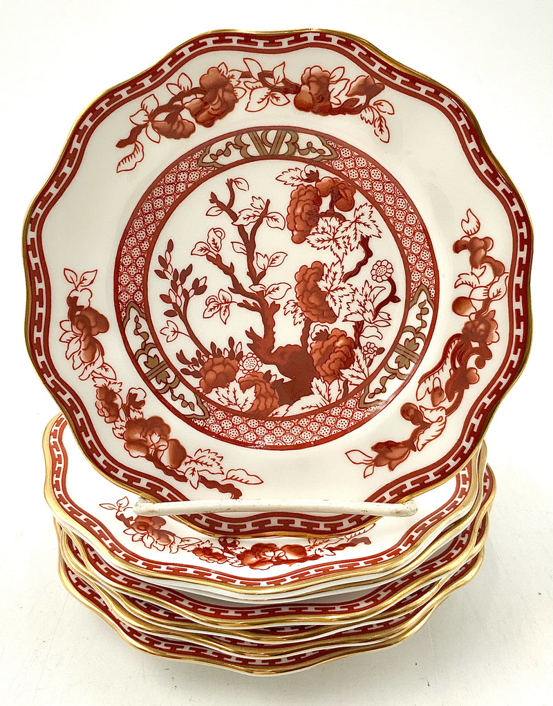 Set/7 Coalport Indian Tree Coral Scalloped Bread & Butter Plates