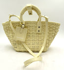 Balenciaga Yellow Woven Patent Bistro Basket Bag