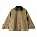 MAX MARA Weekend Olive Cotton Brown Leather Trim Zip Jacket