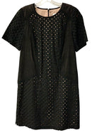 TRINA TURK Nude w/Black Cut-Out Overlay S/S Dress