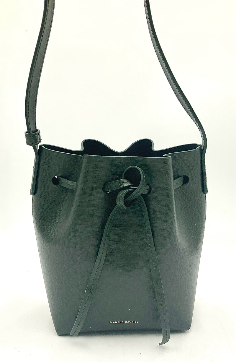 MANSUR GAVRIEL Green Leather Drawstring Mini Crossbody Bag