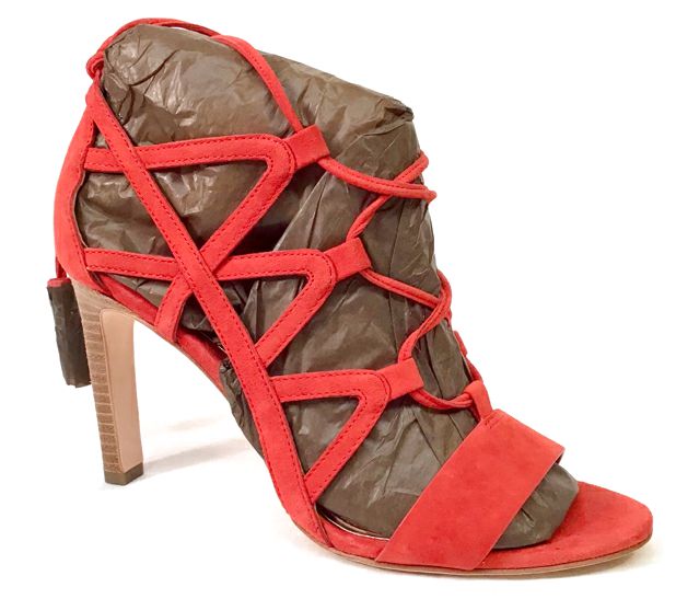 ELIE TAHARI Red Suede Ankle Wrap H/H Sandals 7