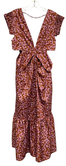 FARM RIO Rust/Pink w/Seed Bead Trim "Tiny Yard" Maxi Dress