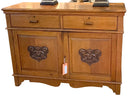 Antique Oak Cabinet with Carved Detail