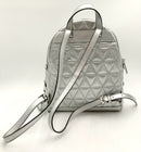 MICHAEL KORS Silver Quilted Leather Rhea Backpack