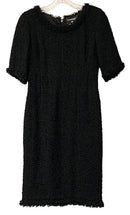 CHANEL Black Cotton Fringed Tweed S/S Dress