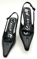 CIRCUS NY Black Crinkled Leather Cassidy Slingback Pumps 6