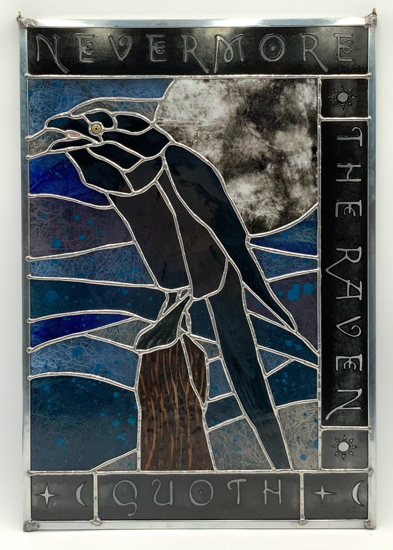 Stained Glass Panel Raven