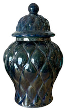 Large Navy Ginger Jar with Quilted Design