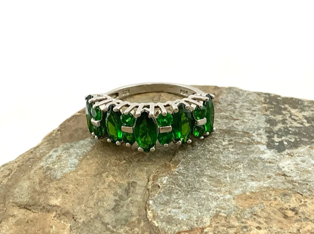 STS Platinum Over Sterling & Natural Chrome Diopside Ring