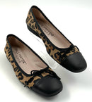 PAUL MAYER Black Tan Leopard Suede Cap Toe Low Heel Wedges 7