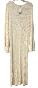 TOTEME Winter White Cable Knit Bell Sleeve Wool Maxi Sweater Dress