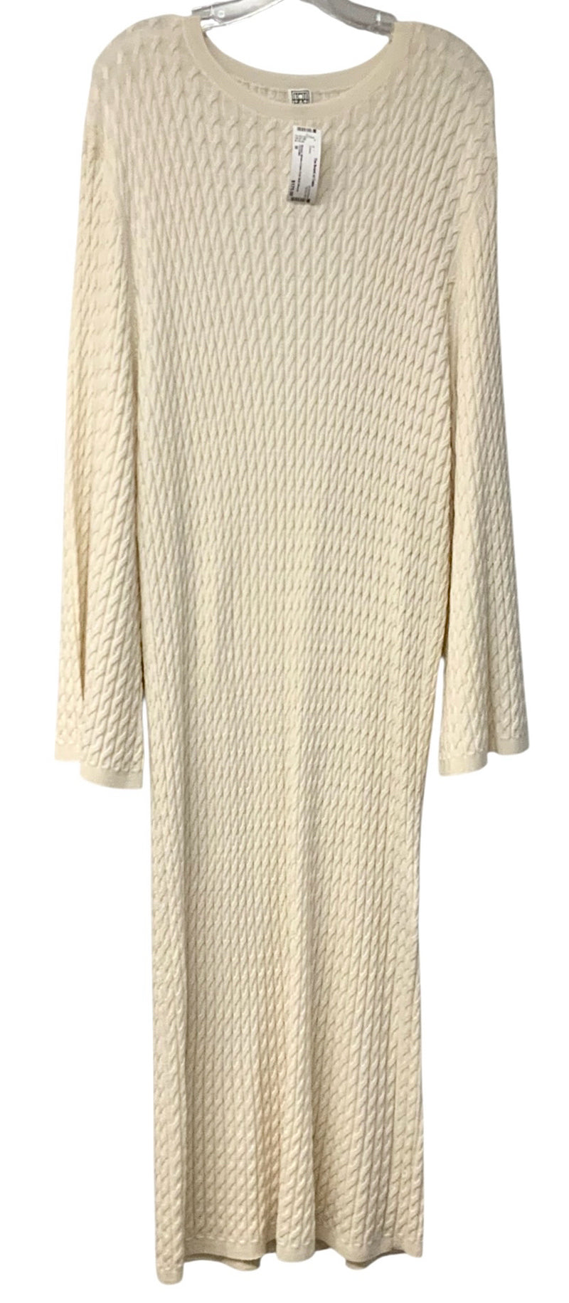 TOTEME Winter White Cable Knit Bell Sleeve Wool Maxi Sweater Dress