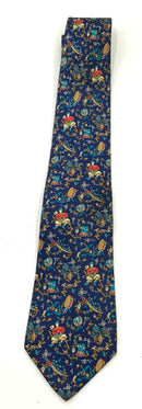 FERRAGAMO Navy Red Gold Multi Men Dancing Silk Tie