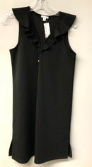 TRIBAL Black Ruffle Collar Tie Neck S/L Dress