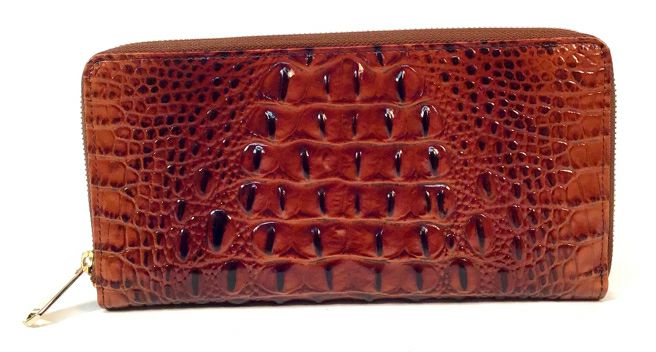 BRAHMIN Pecan Embossed Leather Skyler Travel Wallet