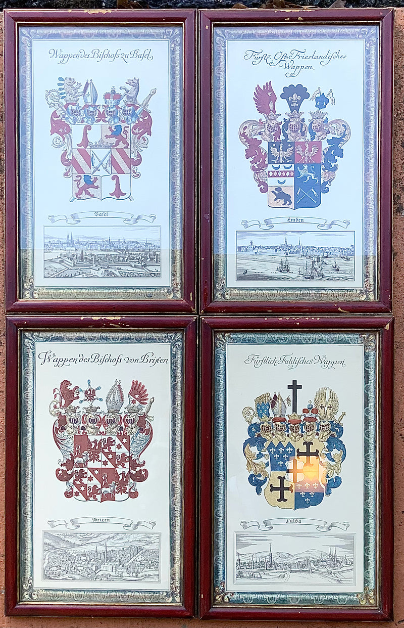 Set/4 Framed Coat of Arms Lithographs