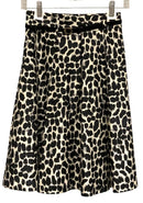 KATE SPADE Black/White Animal Print Pleated Silk Skirt