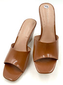 BCBG Generation Brown Patent Vegan Leather Giani Wedge Sandals 9.5