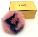 FENDI Pink Purple Dyed Rabbit Fur E Initial Bag Charm