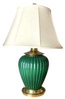 Green Ceramic Lamp With Bell Shade